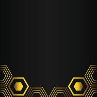 golden hexagon design on black background vector