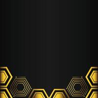 golden hexagon design on black background vector