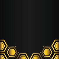 golden hexagon design on black background vector