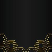 golden hexagon design on black background vector