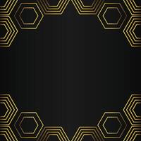 golden hexagon frame design on black background vector