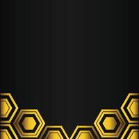 golden hexagon design on black background vector
