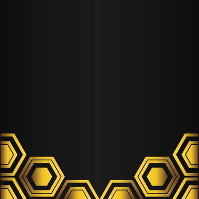 golden hexagon design on black background