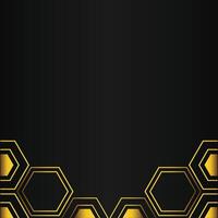 golden hexagon design on black background vector
