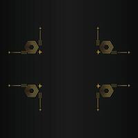 luxury black background with abstract golden geometric hexagon shape vector