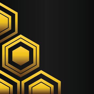 golden hexagon frame corner decoration on black background