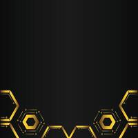 golden hexagon design on black background vector