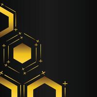 golden hexagon frame corner decoration on black background vector