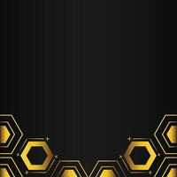 golden hexagon design on black background vector