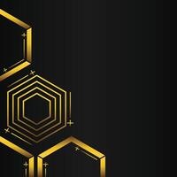 golden hexagon frame corner decoration on black background vector