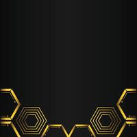 golden hexagon design on black background vector