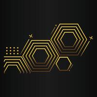golden hexagon design o black background vector