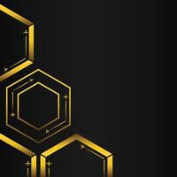 golden hexagon frame corner decoration on black background vector
