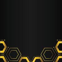 golden hexagon design on black background vector