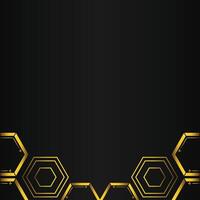 golden hexagon design on black background vector