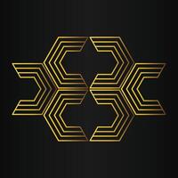 luxury black background with abstract golden geometric hexagon shape vector