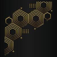luxury black background with abstract golden geometric hexagon shape vector