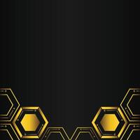 golden hexagon design on black background vector