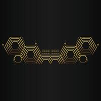 luxury black background with abstract golden geometric hexagon shape vector