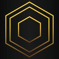 luxury black background with abstract golden geometric hexagon shape vector