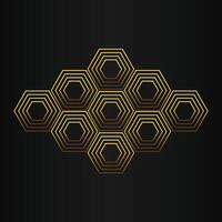 luxury black background with abstract golden geometric hexagon shape vector