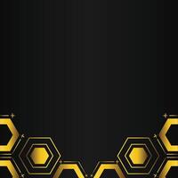 golden hexagon design on black background vector