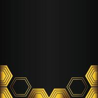 golden hexagon design on black background vector