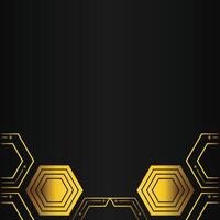 golden hexagon design on black background vector