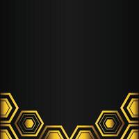 golden hexagon design on black background vector