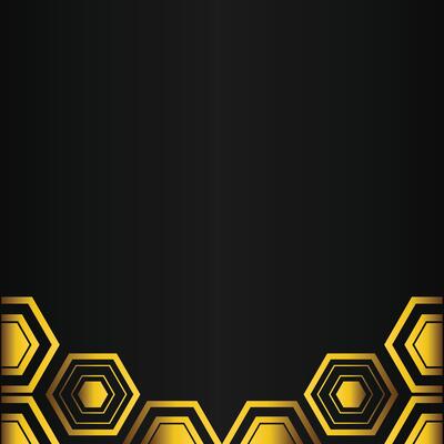 golden hexagon design on black background