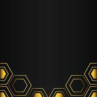 golden hexagon design on black background vector