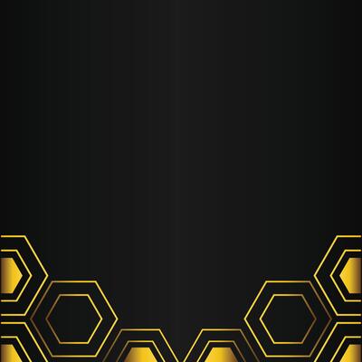 golden hexagon design on black background