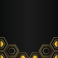 golden hexagon design on black background vector
