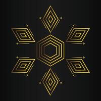 luxury black background with abstract golden geometric hexagon shape vector