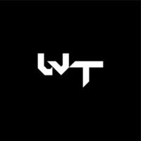 bold futuristic concept WT modern monogram initial letter techno style vector