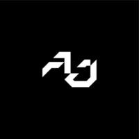 modern monogram initial bold futuristic concept AJ techno style letter vector