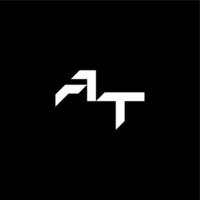 modern monogram initial bold futuristic concept AT techno style letter vector