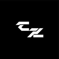 modern monogram initial bold futuristic concept CZ techno style letter vector