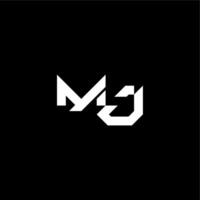 modern monogram initial bold futuristic concept MJ techno style letter vector