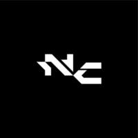 modern monogram initial bold futuristic concept NC techno style letter vector