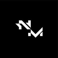 modern monogram initial bold futuristic concept NM techno style letter vector