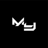 modern monogram initial bold futuristic concept MY techno style letter vector