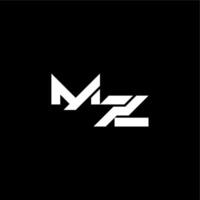 modern monogram initial bold futuristic concept MZ techno style letter vector