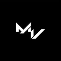 modern monogram initial bold futuristic concept MV techno style letter vector