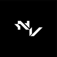 modern monogram initial bold futuristic concept NV techno style letter vector