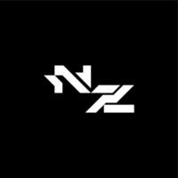 modern monogram initial bold futuristic concept NZ techno style letter vector