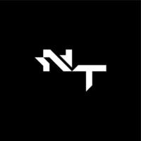 modern monogram initial bold futuristic concept NT techno style letter vector
