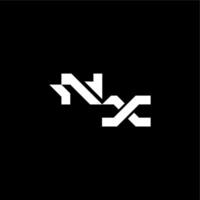 modern monogram initial bold futuristic concept NX techno style letter vector