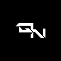 modern monogram initial bold futuristic concept QN techno style letter vector