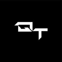 modern monogram initial bold futuristic concept QT techno style letter vector